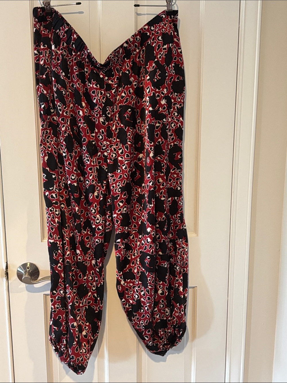 Eloquii Red and Black Printed Harem Joggers
